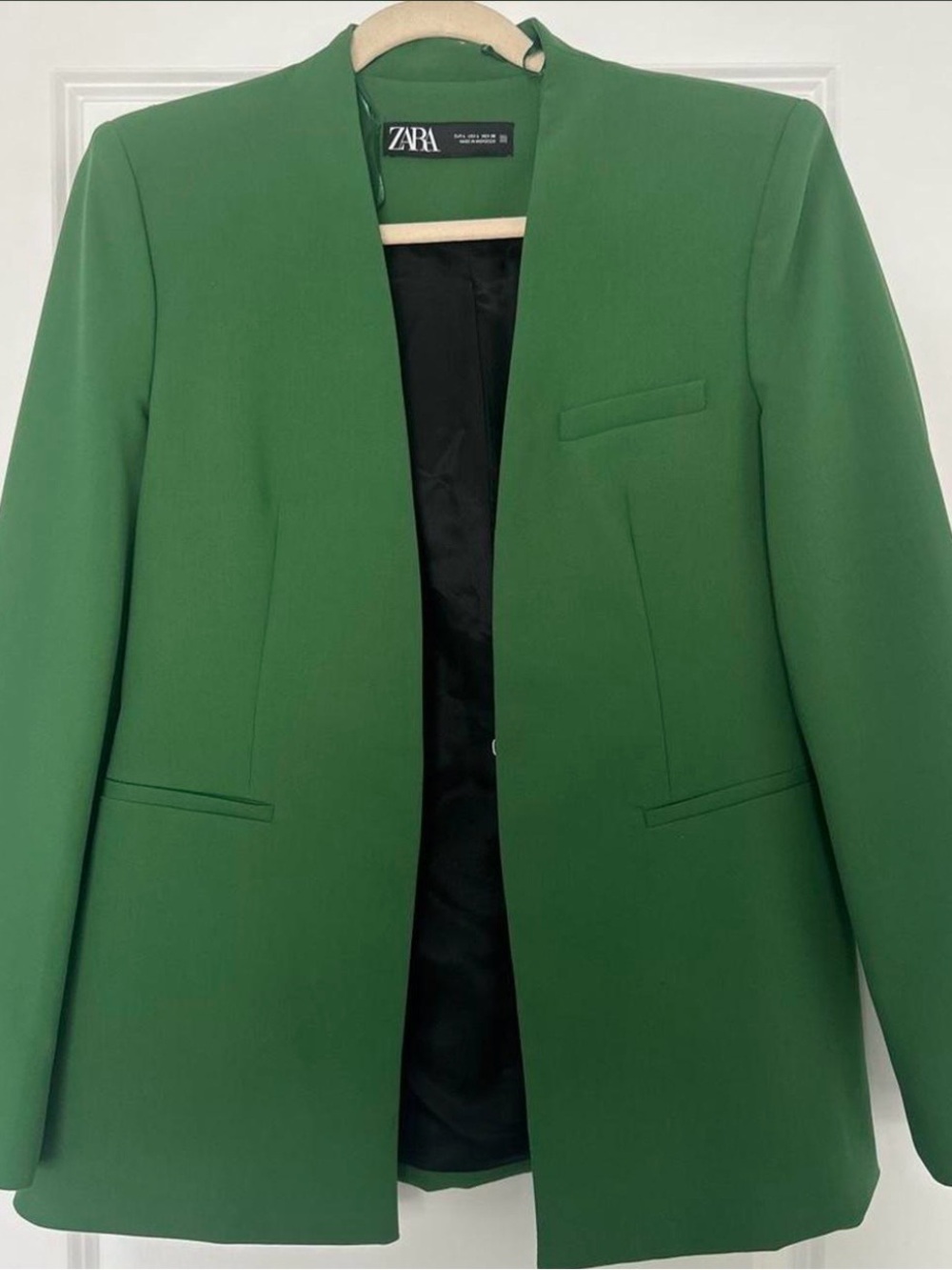 Zara Emerald Green Collarless Sport Blazer